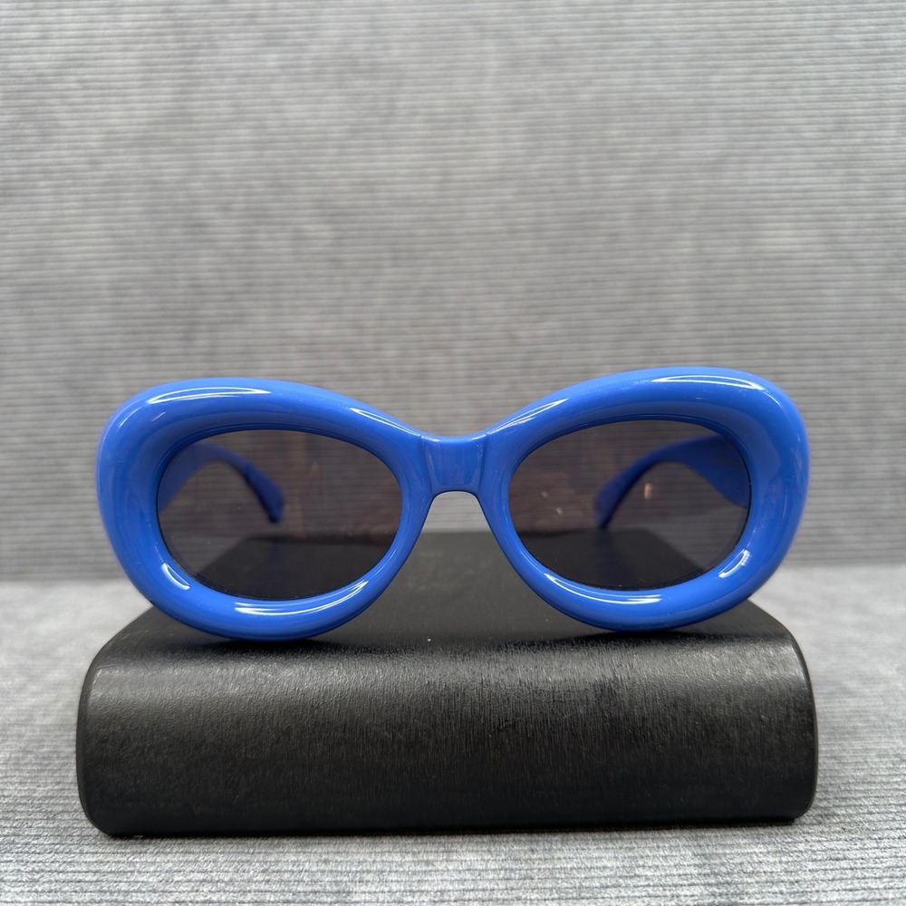 Sheen Kelly 3395 Blue Thick Frame Oval Y2K Sunglasses Retro Mod Style Vintage